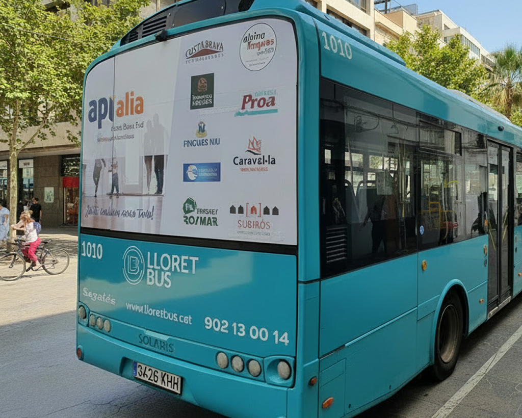 Publicitat en autobús urbà a Lloret de Mar amb campanya exterior en circulació gestionat per MC Urban