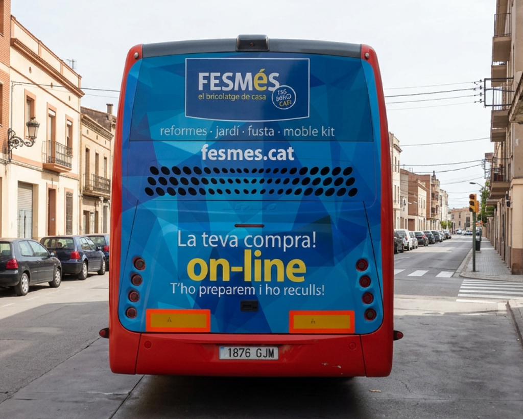 Publicitat en autobús interurbà Eix-Bus amb campanya exterior en circulació gestionat per MC Urban